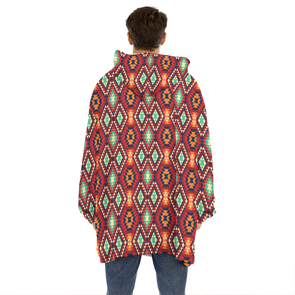 Native American Geometric Pattern Print Hoodie Blanket