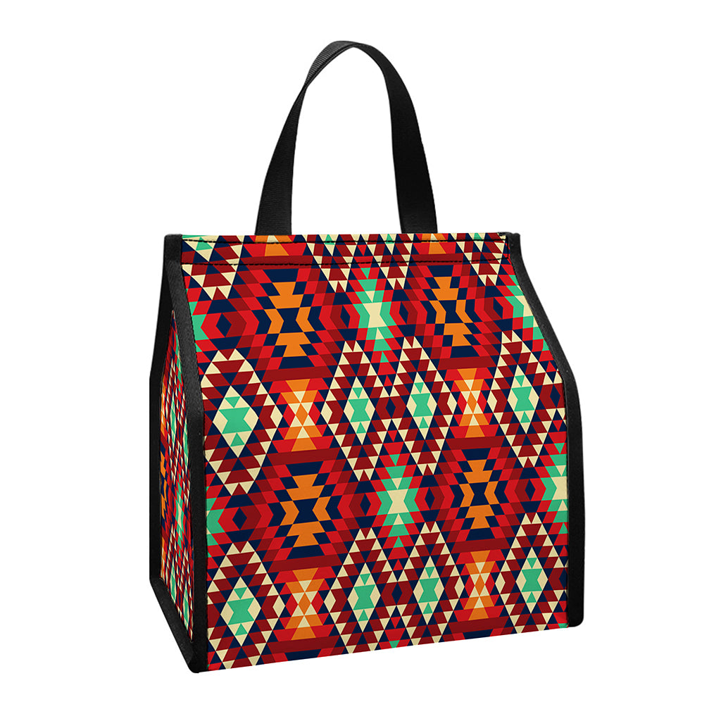 Native American Geometric Pattern Print Insulated Lunch Tote