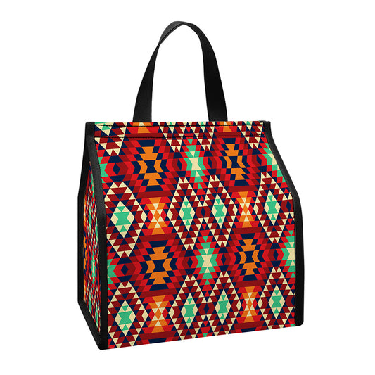 Native American Geometric Pattern Print Insulated Lunch Tote