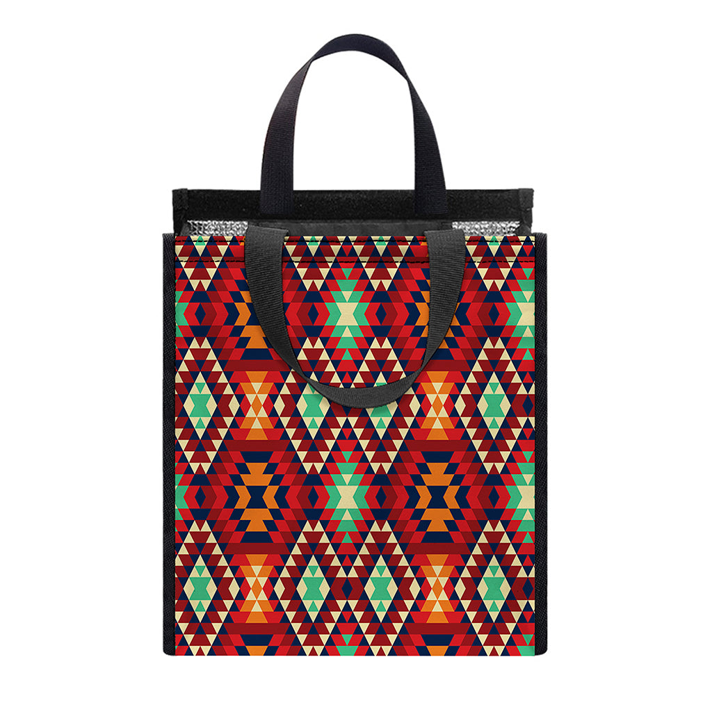 Native American Geometric Pattern Print Insulated Lunch Tote