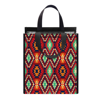 Native American Geometric Pattern Print Insulated Lunch Tote