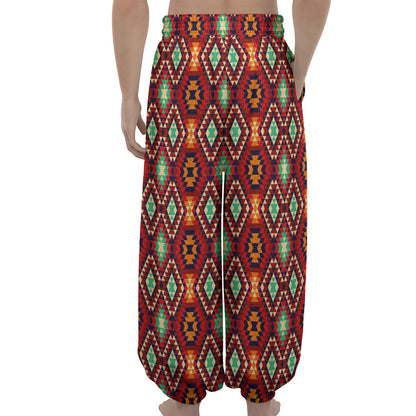 Native American Geometric Pattern Print Lantern Pants