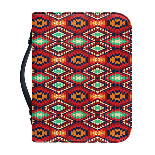 Native American Geometric Pattern Print Leather Bible Cover