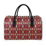 Native American Geometric Pattern Print Leather Duffle Bag