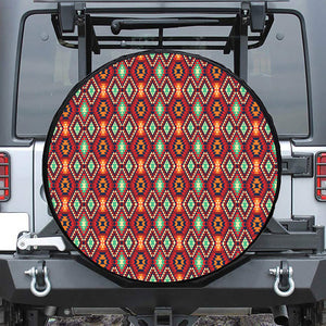 Native American Geometric Pattern Print Leather Spare Tire Cover