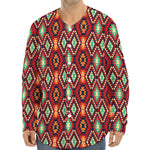 Native American Geometric Pattern Print Long Sleeve Baseball Jersey