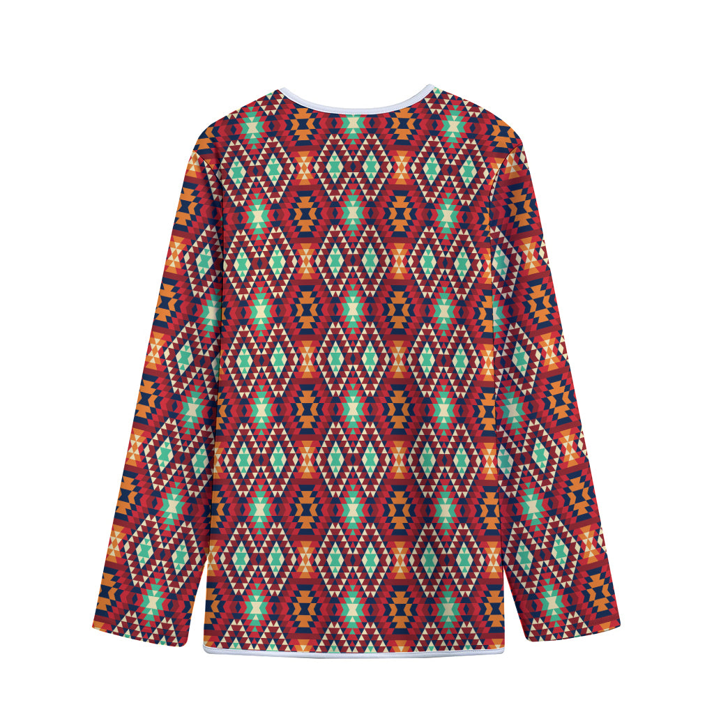 Native American Geometric Pattern Print Long Sleeve Short Coat