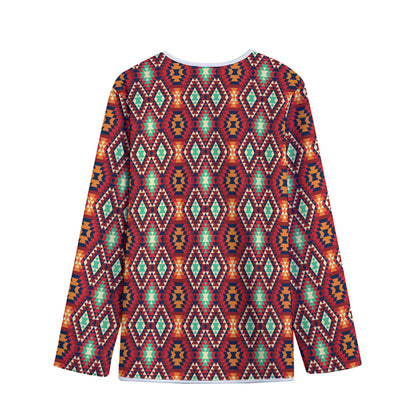 Native American Geometric Pattern Print Long Sleeve Short Coat