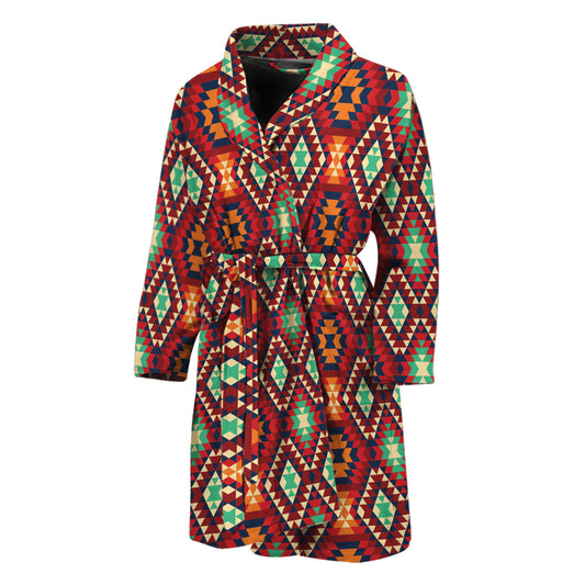 Native American Geometric Pattern Print Men's Bathrobe