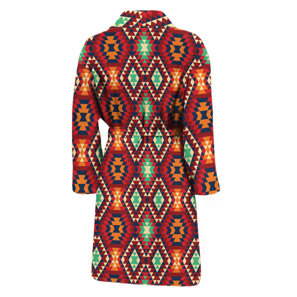 Native American Geometric Pattern Print Men's Bathrobe