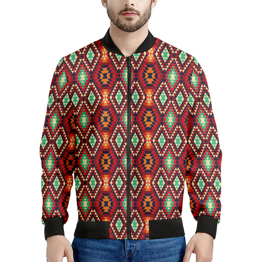 Native American Geometric Pattern Print Men's Bomber Jacket