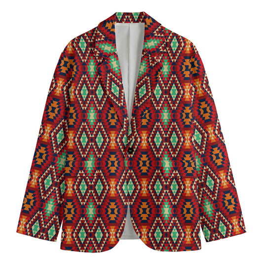 Native American Geometric Pattern Print Men's Cotton Blazer
