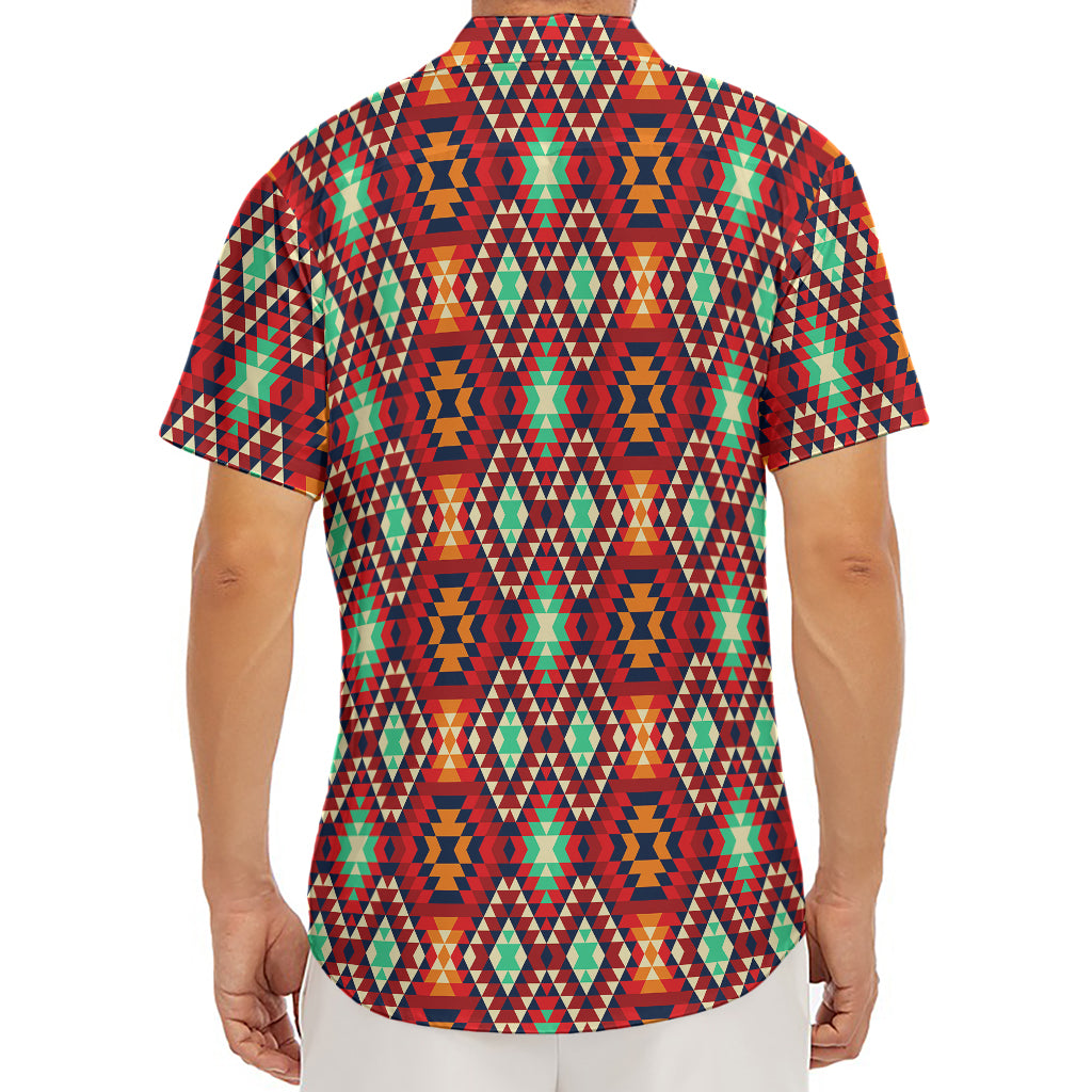 Native American Geometric Pattern Print Men's Deep V-Neck Shirt