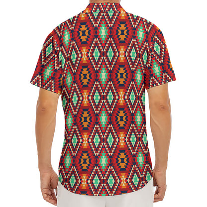 Native American Geometric Pattern Print Men's Deep V-Neck Shirt