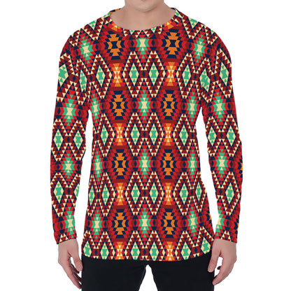 Native American Geometric Pattern Print Men's Long Sleeve T-Shirt