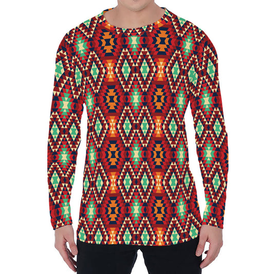 Native American Geometric Pattern Print Men's Long Sleeve T-Shirt