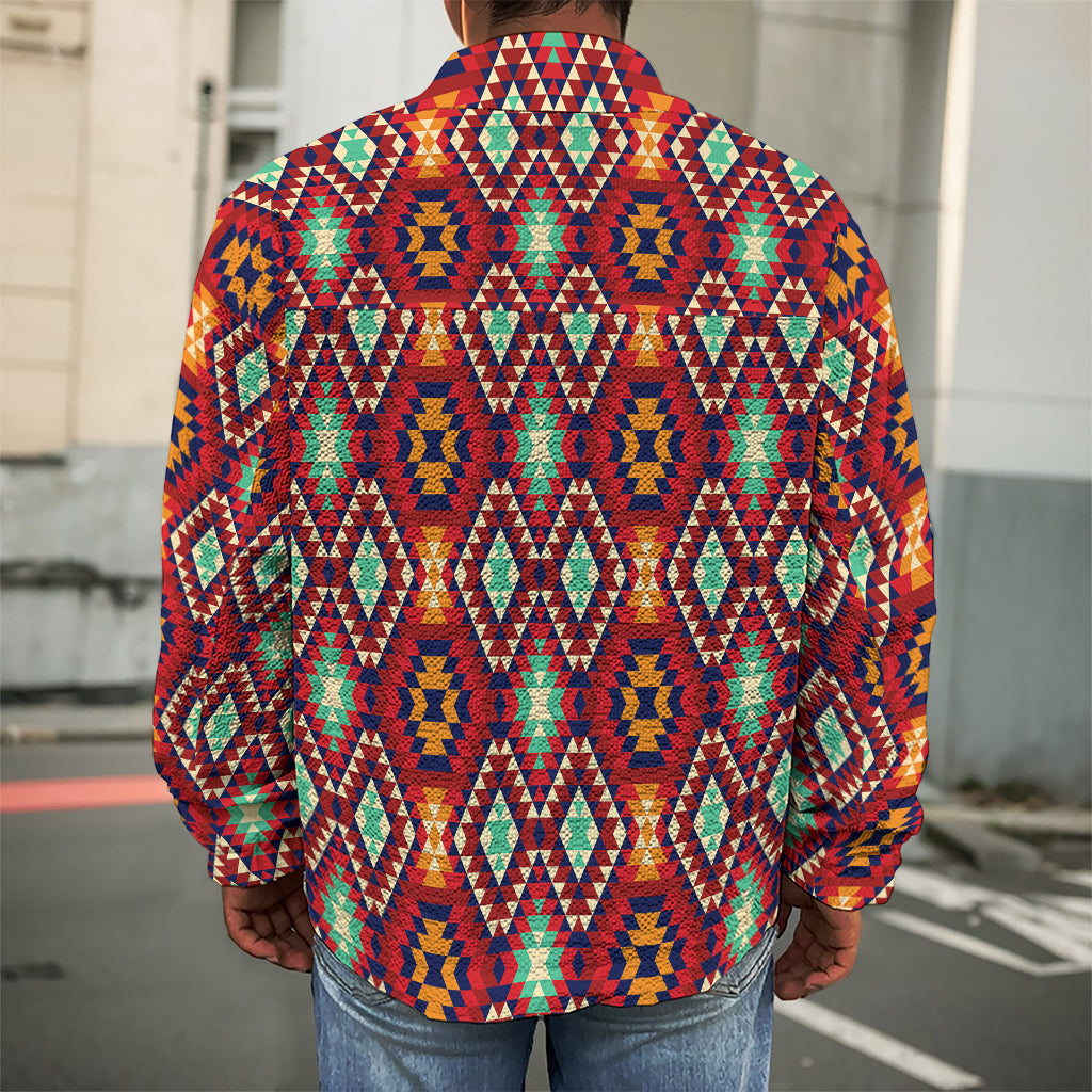 Native American Geometric Pattern Print Men's Shirt Jacket