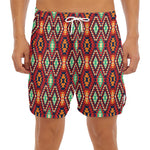 Native American Geometric Pattern Print Men's Split Running Shorts