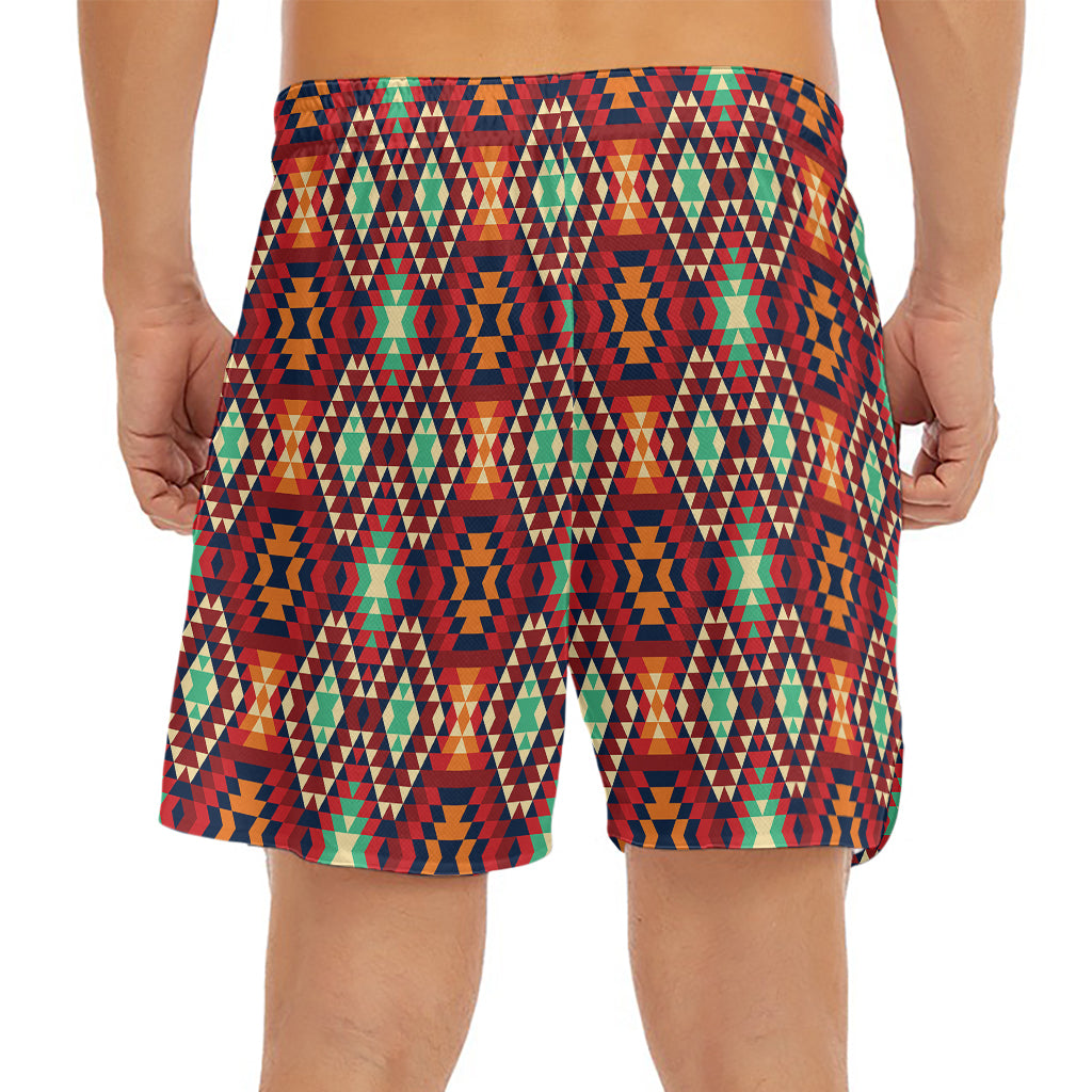 Native American Geometric Pattern Print Men's Split Running Shorts