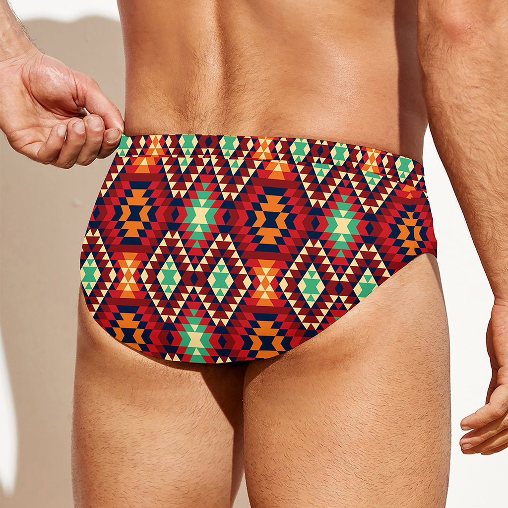 Native American Geometric Pattern Print Men's Swim Briefs