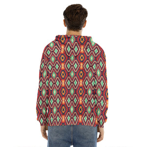 Native American Geometric Pattern Print Men's Velvet Pullover Hoodie