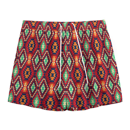 Native American Geometric Pattern Print Mesh Shorts