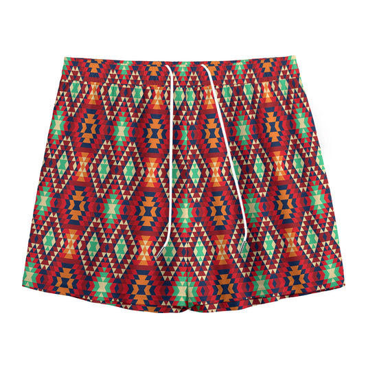 Native American Geometric Pattern Print Mesh Shorts