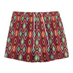 Native American Geometric Pattern Print Mesh Shorts