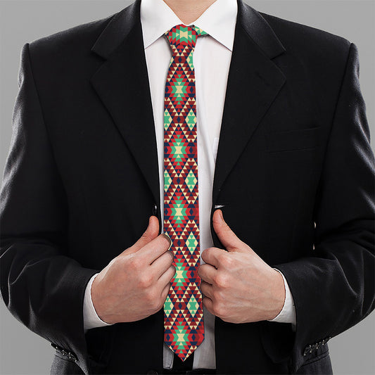 Native American Geometric Pattern Print Necktie