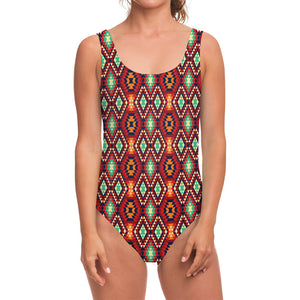 Native American Geometric Pattern Print One Piece Swimsuit