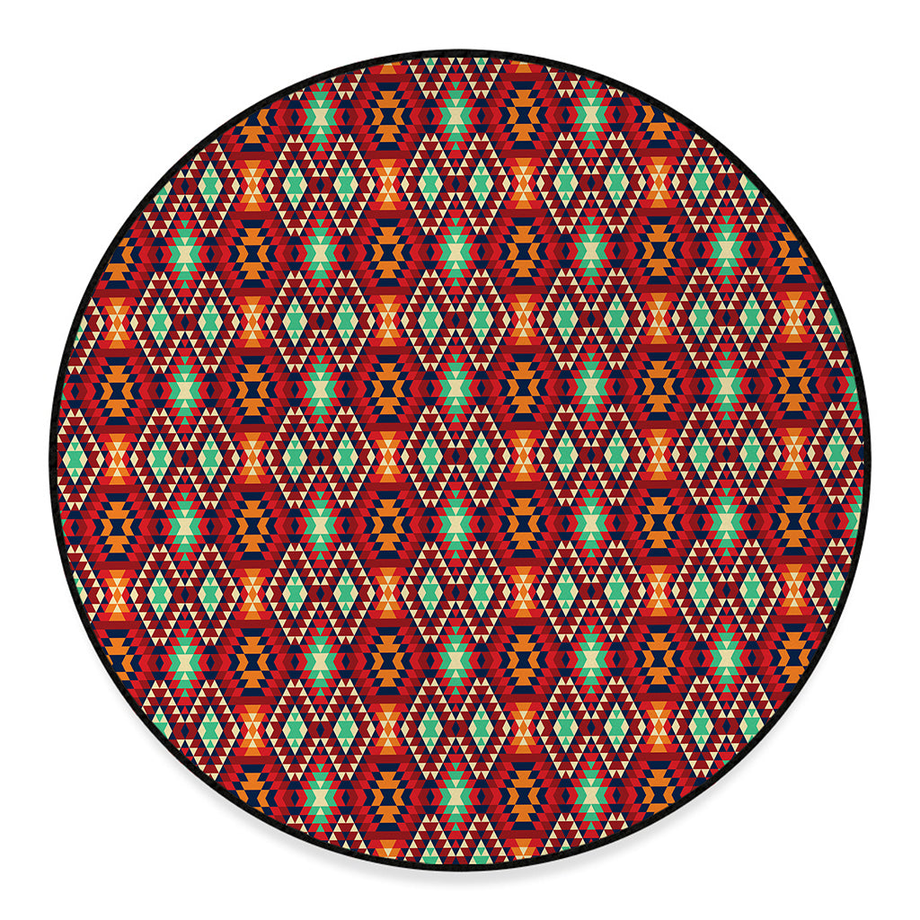 Native American Geometric Pattern Print Round Floor Mat