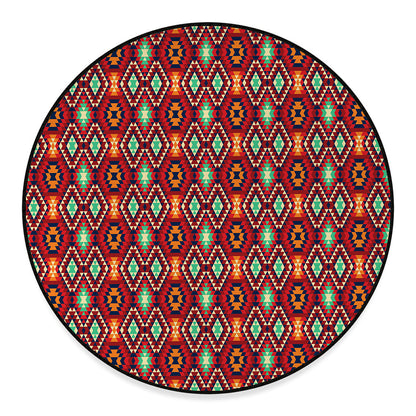 Native American Geometric Pattern Print Round Floor Mat