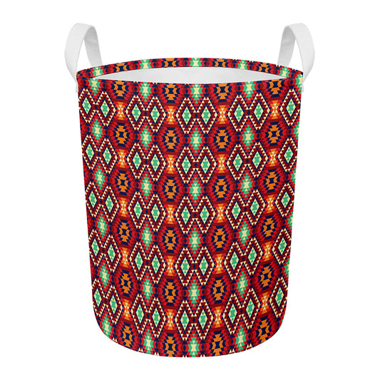 Native American Geometric Pattern Print Round Laundry Basket