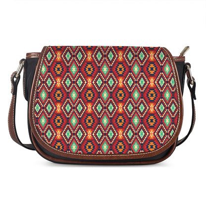 Native American Geometric Pattern Print Saddle Bag