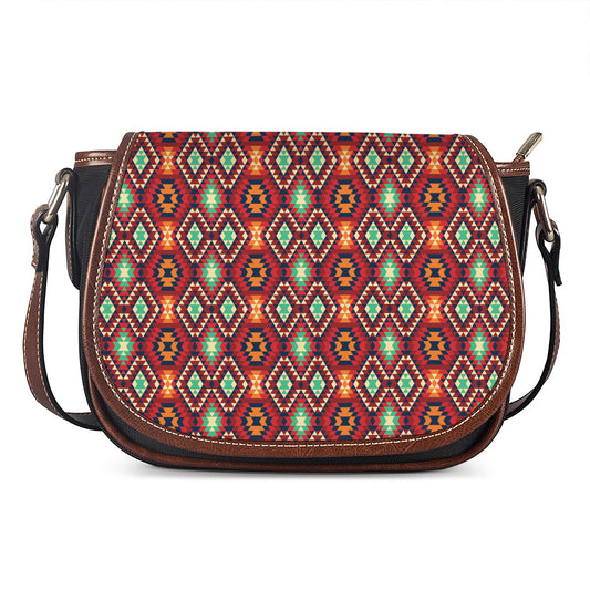 Native American Geometric Pattern Print Saddle Bag