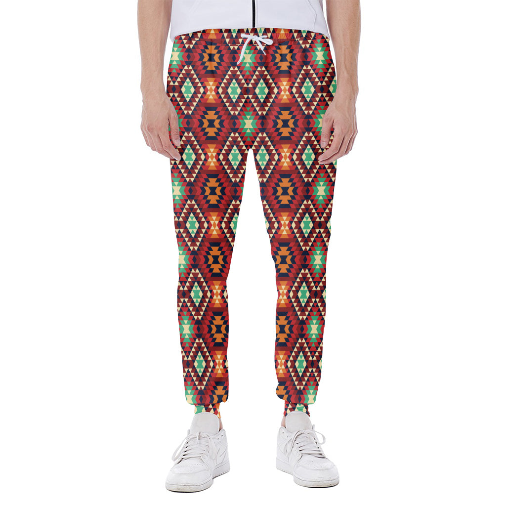 Native American Geometric Pattern Print Scuba Joggers