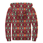 Native American Geometric Pattern Print Sherpa Lined Zip Up Hoodie