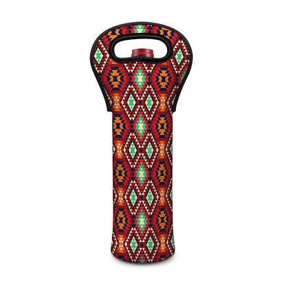 Native American Geometric Pattern Print Single Neoprene Wine Tote