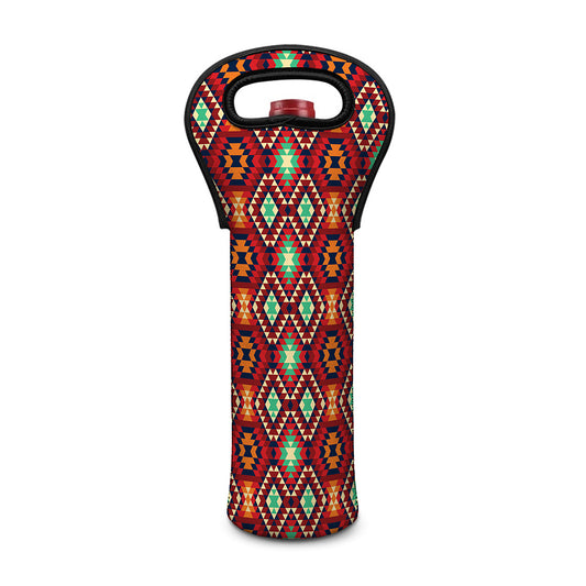 Native American Geometric Pattern Print Single Neoprene Wine Tote