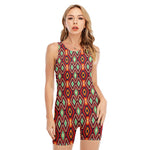 Native American Geometric Pattern Print Sleeveless One Piece Swimsuit