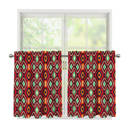 Native American Geometric Pattern Print Tier Curtains