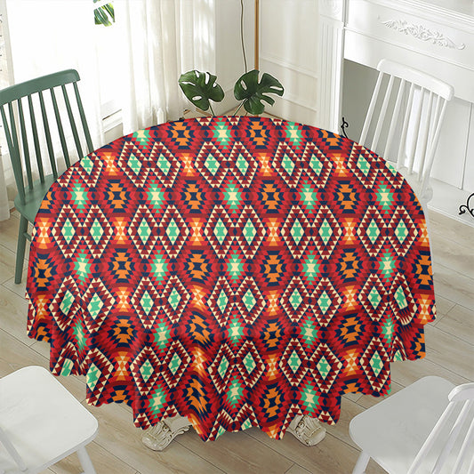 Native American Geometric Pattern Print Waterproof Round Tablecloth
