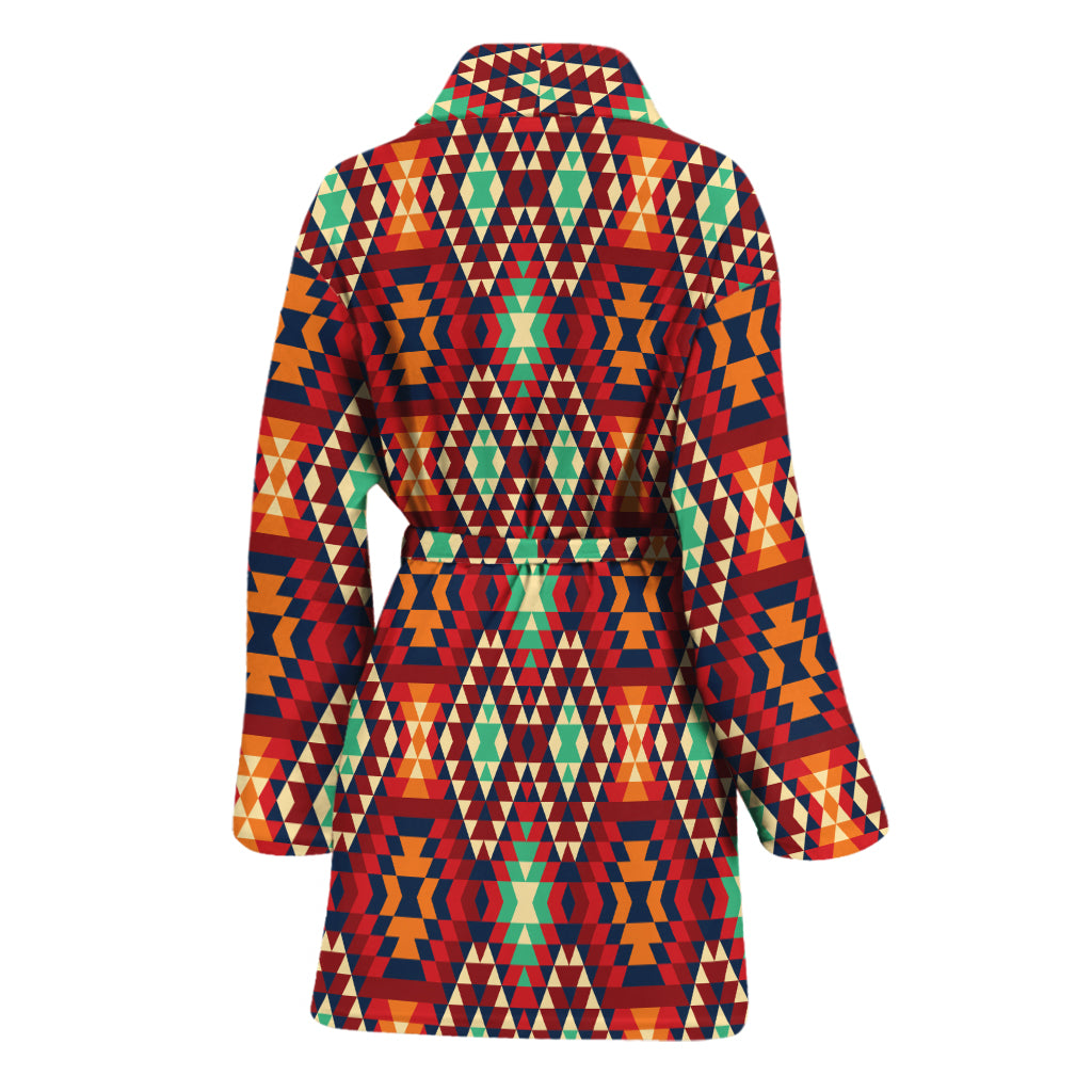 Native American Geometric Pattern Print Women's Bathrobe