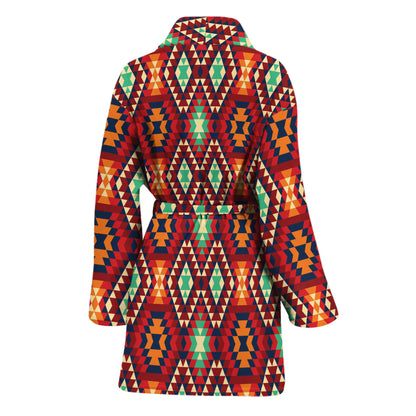 Native American Geometric Pattern Print Women's Bathrobe
