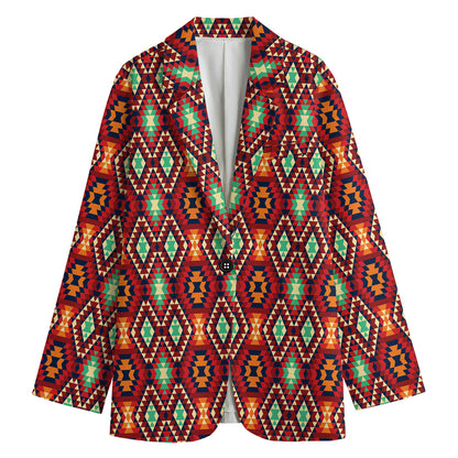 Native American Geometric Pattern Print Women's Blazer