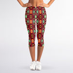 Native American Geometric Pattern Print Women's Capri Leggings
