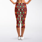 Native American Geometric Pattern Print Women's Capri Leggings