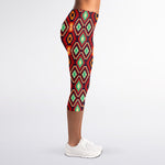 Native American Geometric Pattern Print Women's Capri Leggings