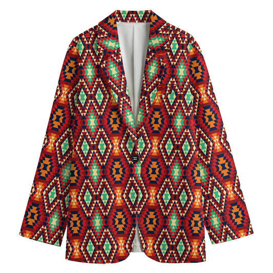 Native American Geometric Pattern Print Women's Cotton Blazer
