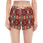 Native American Geometric Pattern Print Women's Split Running Shorts